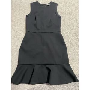 Ann Taylor Loft Womens Sz 2 Fluted Hem Mini Dress Black Cotton Modal Blend